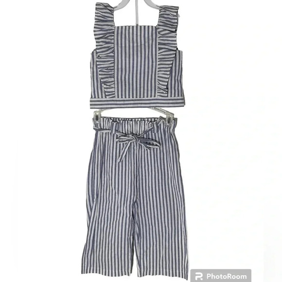 Rare Editions Two Piece Matching Set Linen Blend Little Girls Outfit - Picture 1 of 7